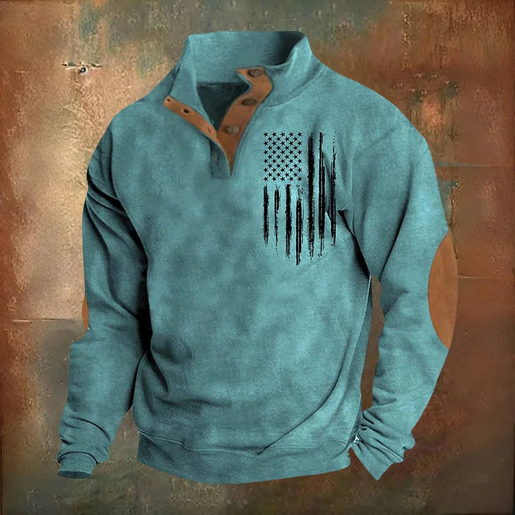 🔥Hot Sale🔥Men's Oversized Sweatshirt Long Sleeve Stand Collar Button Pullover