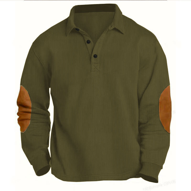 Men's Outdoor  Long-Sleeved Lapel Top Ribbed Sweater