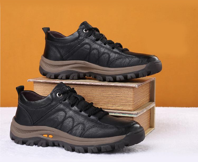 Men's Casual Leather Good Arch Support & Non-slip Outdoor  Breathable Walking Shoes