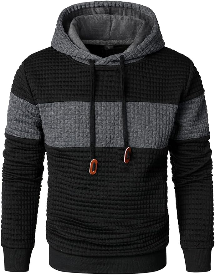 🔥2025 New🔥Long Sleeve Patchwork Plaid Jacquard Hoodie