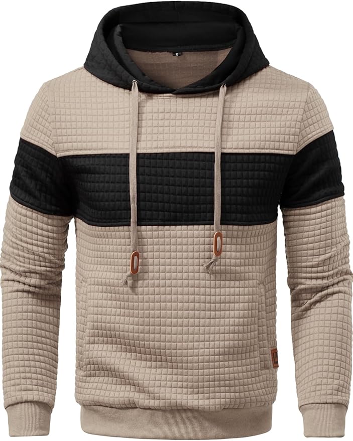 🔥2025 New🔥Long Sleeve Patchwork Plaid Jacquard Hoodie