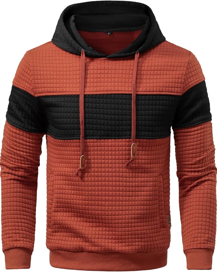 🔥2025 New🔥Long Sleeve Patchwork Plaid Jacquard Hoodie
