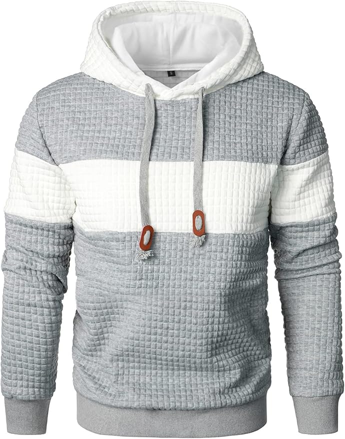 🔥2025 New🔥Long Sleeve Patchwork Plaid Jacquard Hoodie