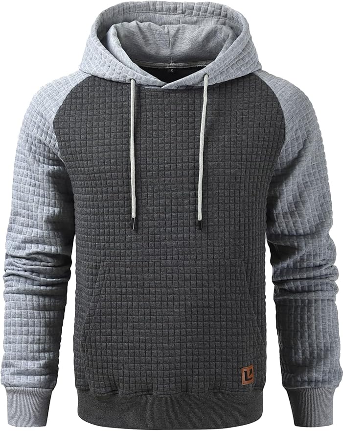 🔥2025 New🔥Long Sleeve Patchwork Plaid Jacquard Hoodie
