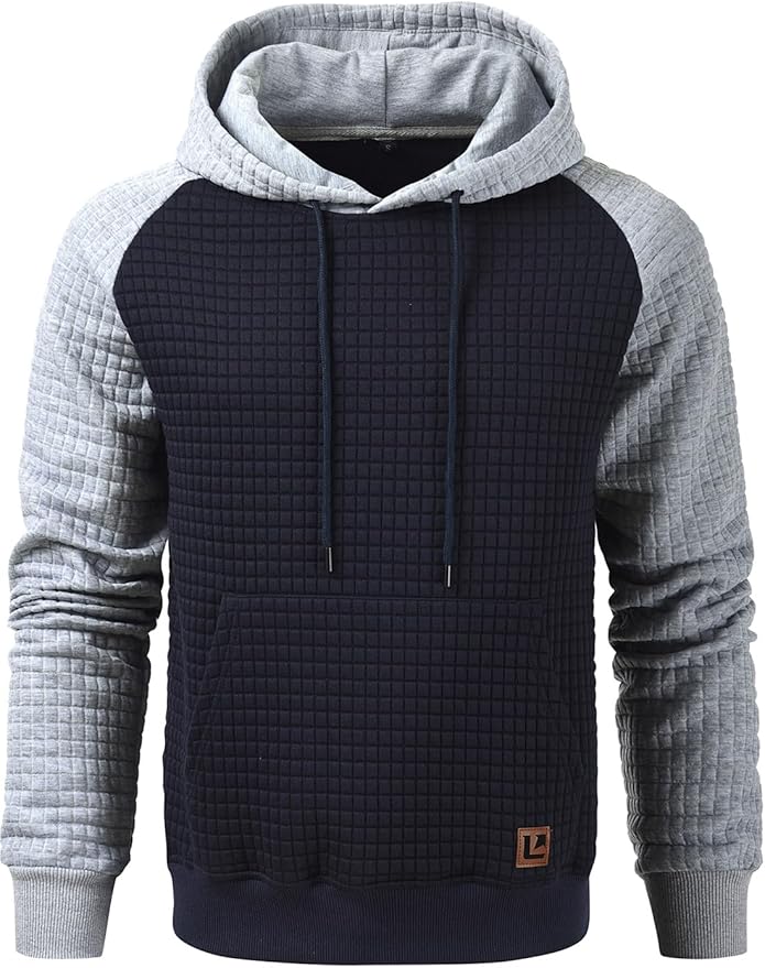 🔥2025 New🔥Long Sleeve Patchwork Plaid Jacquard Hoodie