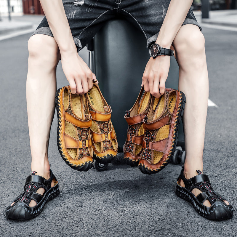 đ„On This Week Sale 70% OFFđ„Mens Casual Comfy Leather Slip On Sandals, Comfy Orthopedic Walking Shoes
