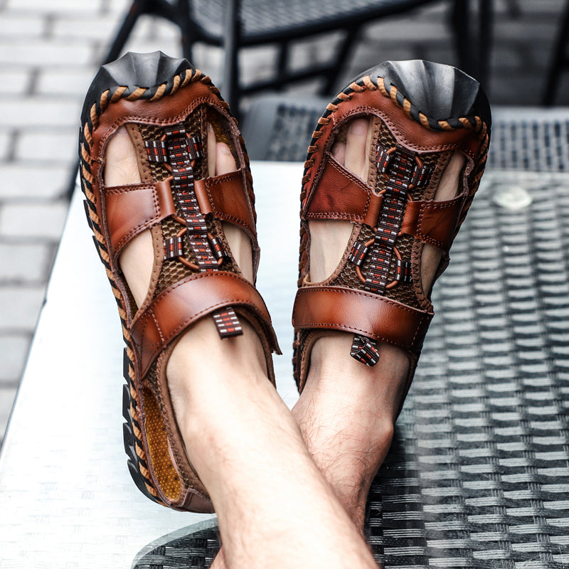 đ„On This Week Sale 70% OFFđ„Mens Casual Comfy Leather Slip On Sandals, Comfy Orthopedic Walking Shoes