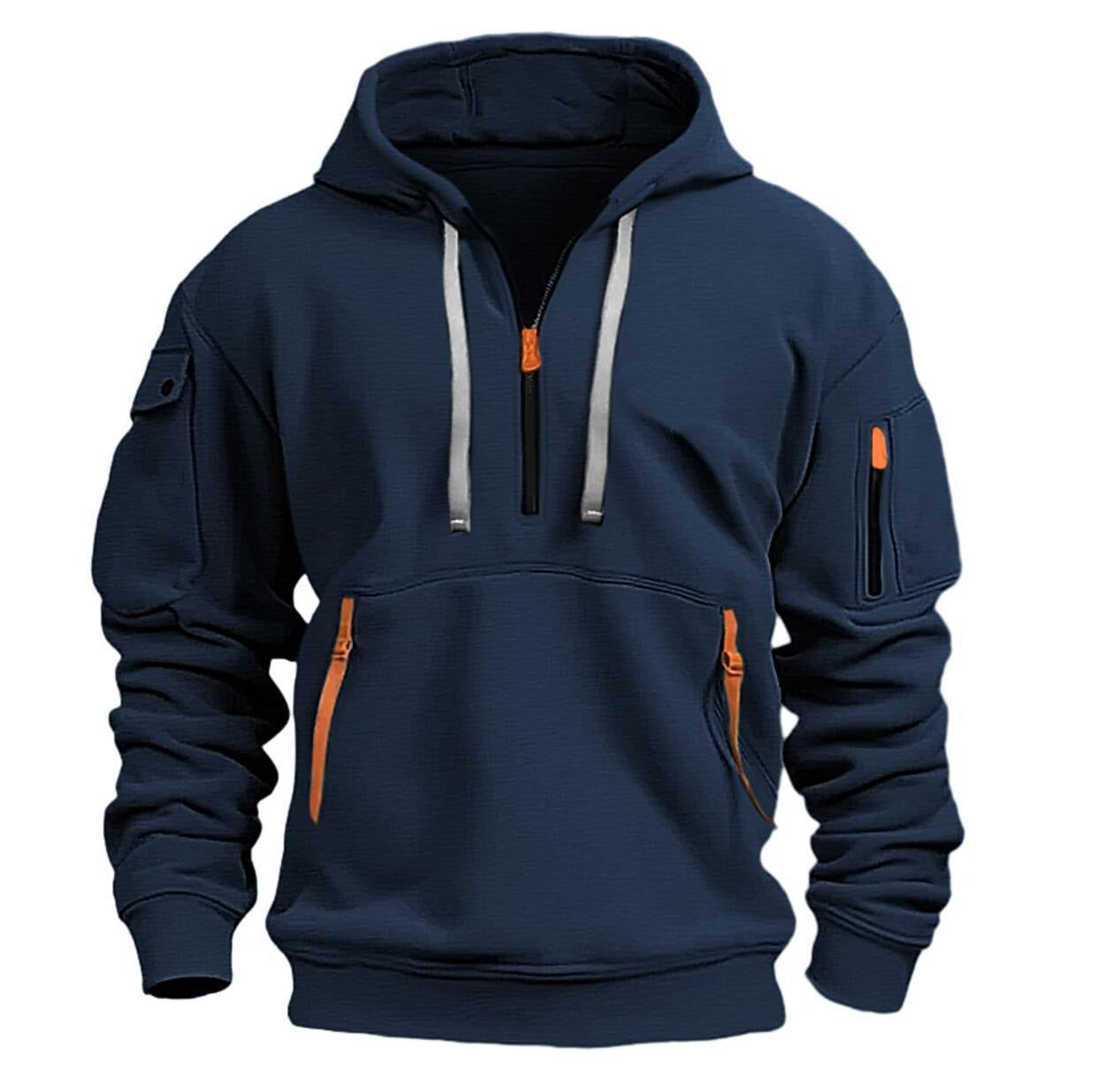 Men's Sweatshirt Hoodie Zipper Multi-Pocket Pullover