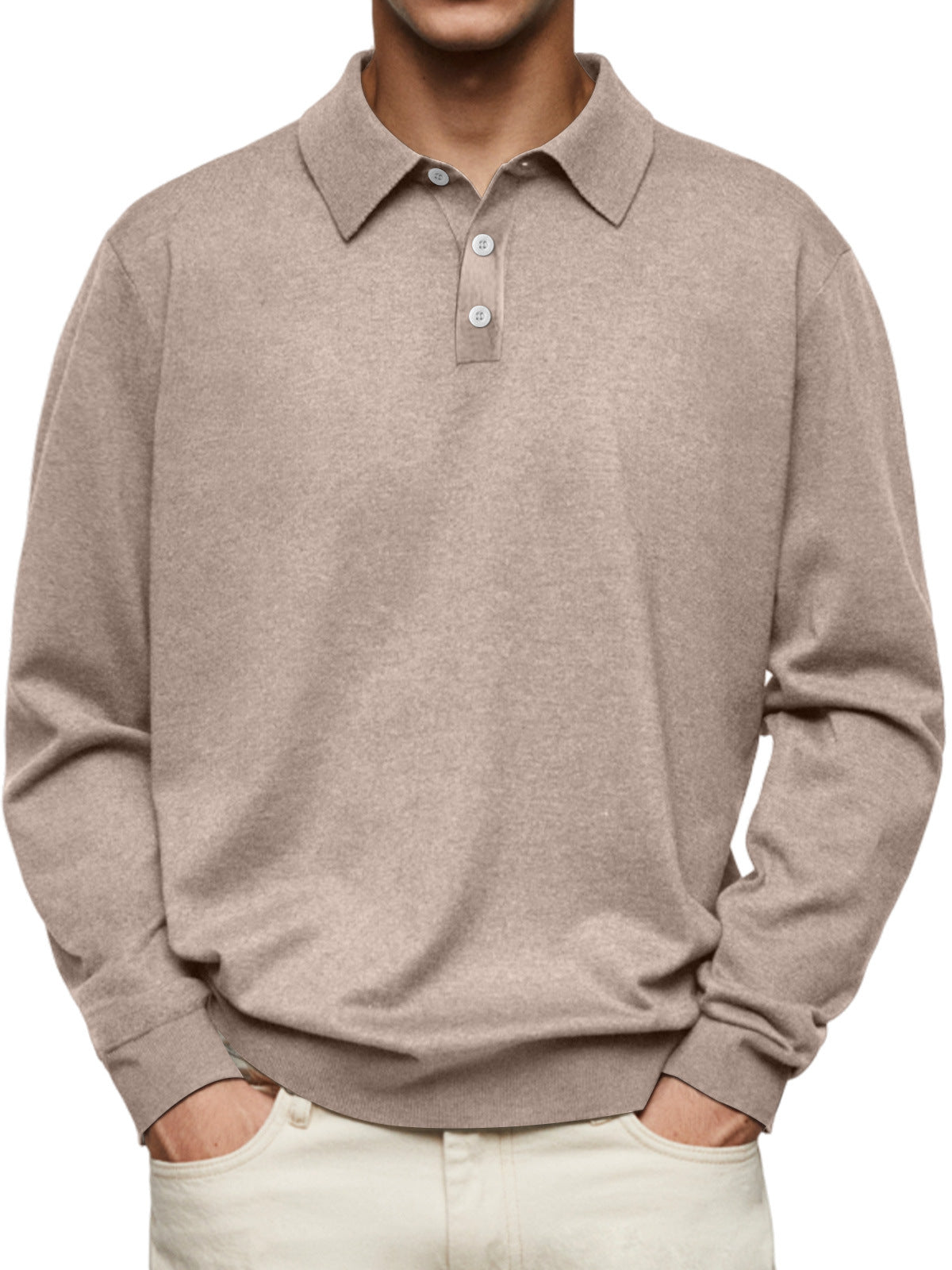 Men's Thin Lapel Button Sweater Casual Solid Color Bottoming Sweater