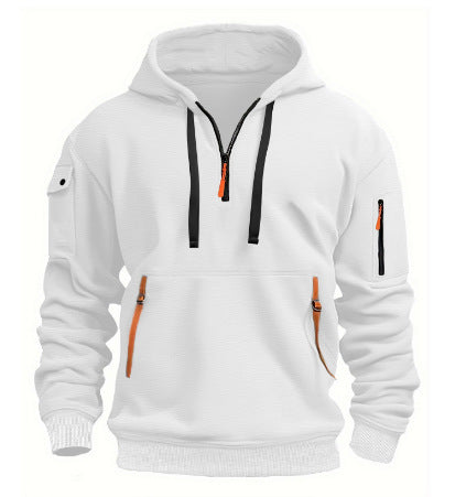 Men's Sweatshirt Hoodie Zipper Multi-Pocket Pullover