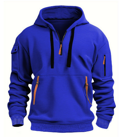 Men's Sweatshirt Hoodie Zipper Multi-Pocket Pullover