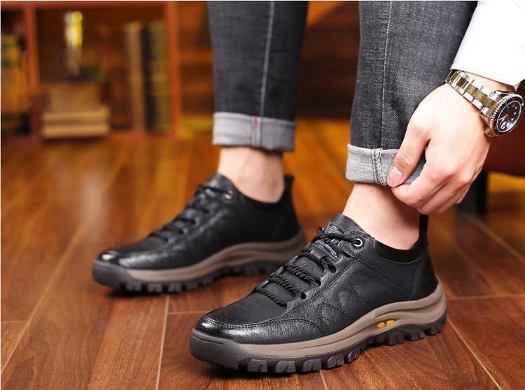 Men's Casual Leather Good Arch Support & Non-slip Outdoor  Breathable Walking Shoes