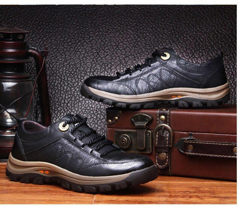 Men's Casual Leather Good Arch Support & Non-slip Outdoor  Breathable Walking Shoes