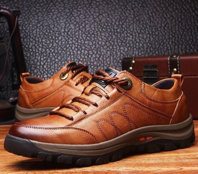 Men's Casual Leather Good Arch Support & Non-slip Outdoor  Breathable Walking Shoes