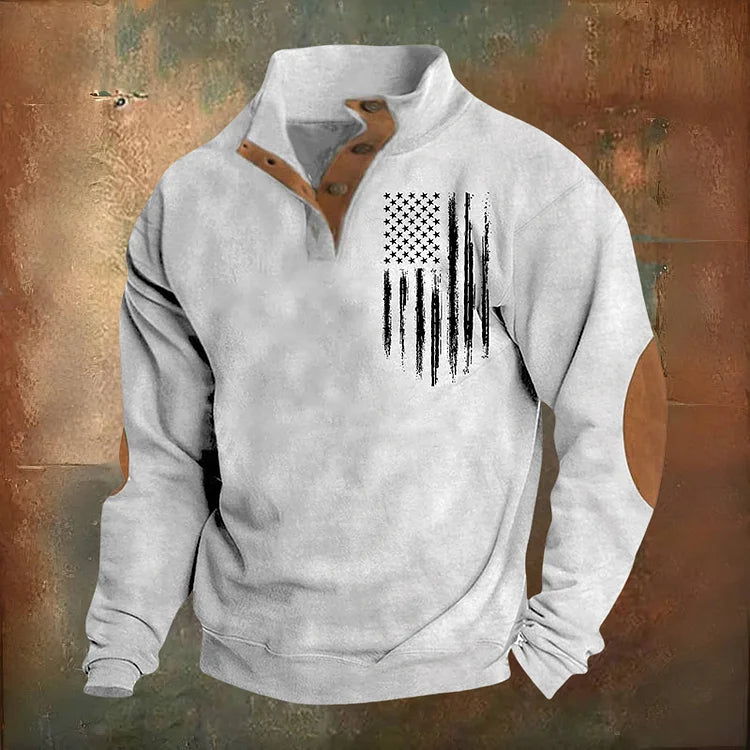 🔥Hot Sale🔥Men's Oversized Sweatshirt Long Sleeve Stand Collar Button Pullover