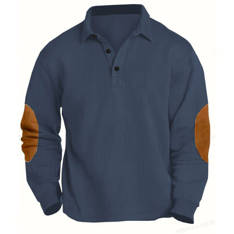 Men's Outdoor  Long-Sleeved Lapel Top Ribbed Sweater