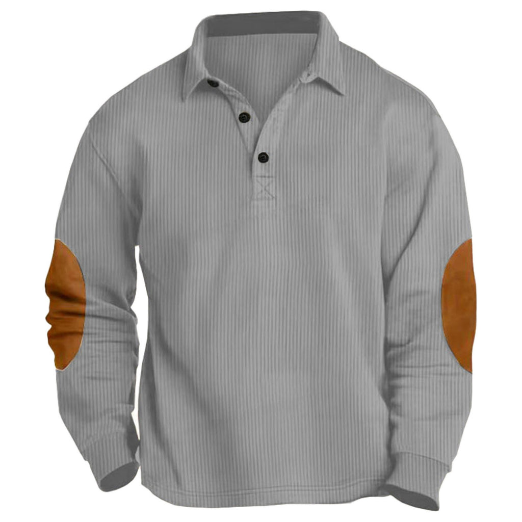 Men's Outdoor  Long-Sleeved Lapel Top Ribbed Sweater